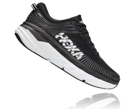 Hoka One One Bondi 7 - Tenis Corrida Estrada Mulher Pretas / Branco | PT-ouaYG0r